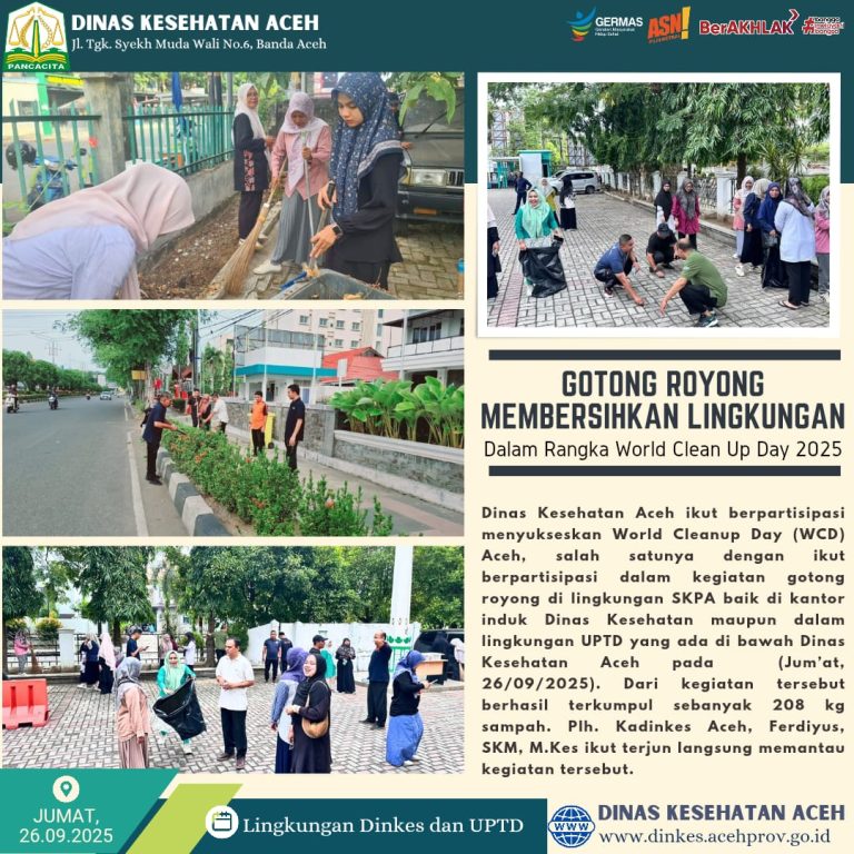 Dinas Kesehatan Aceh Kumpulkan 208 Kg Sampah dalam Aksi World Cleanup Day