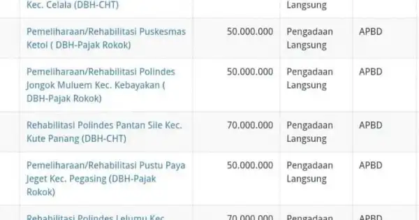 Anggaran DBH Dinkes Aceh Tengah Rp3 Miliar Diolah Menjadi Puluhan Kegiatan Penunjukan Langsung