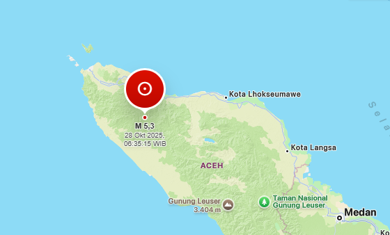 Gempa M 5,3 Guncang Pidie Jaya Aceh, BMKG: Berpusat di Darat dan Tidak Berpotensi Tsunami
