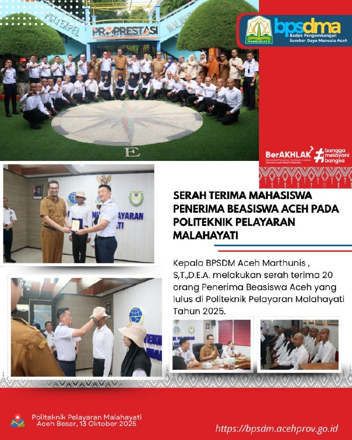 Serah Terima Mahasiswa Penerima Beasiswa di Politeknik Pelayaran Malahayati