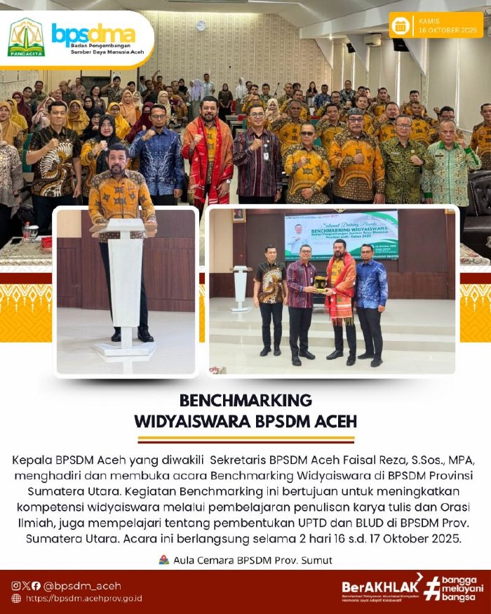 Widyaiswara BPSDMA Aceh Lakukan Studi Banding ke BPSDM Sumut