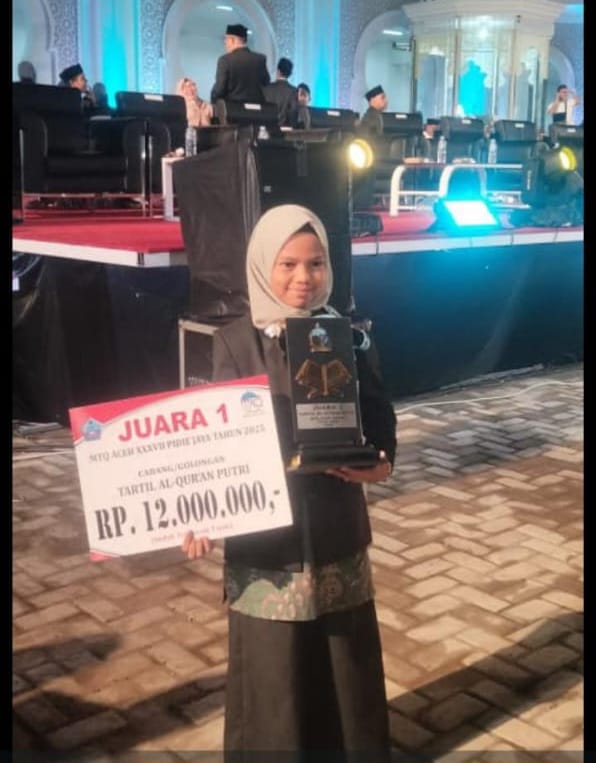 Nailul Arifa, Siswi MIN 6 Geudong Aceh Utara, Raih Juara Satu Tartil Putri MTQ ke-37 Aceh