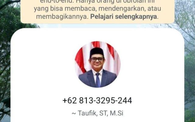Waspada Nomor WhatsApp Catut Nama Plt Sekda Aceh Taufik