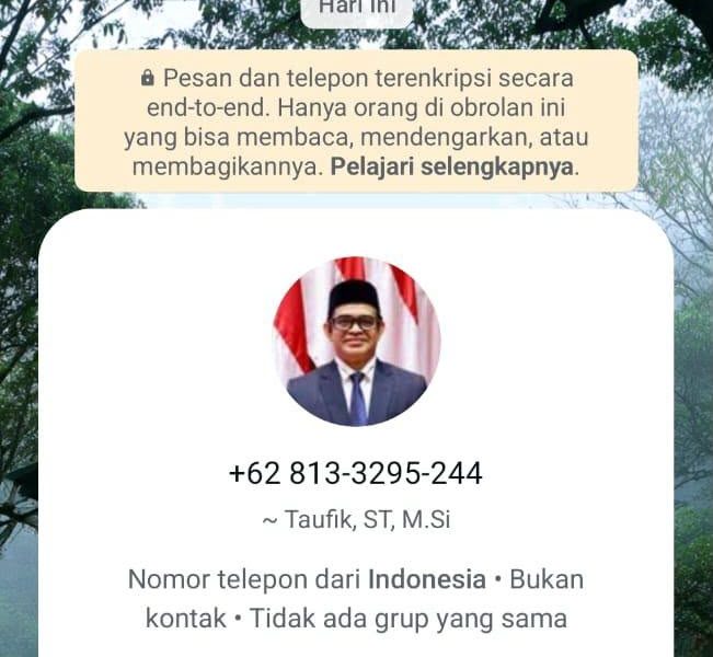 Waspada Nomor WhatsApp Catut Nama Plt Sekda Aceh Taufik