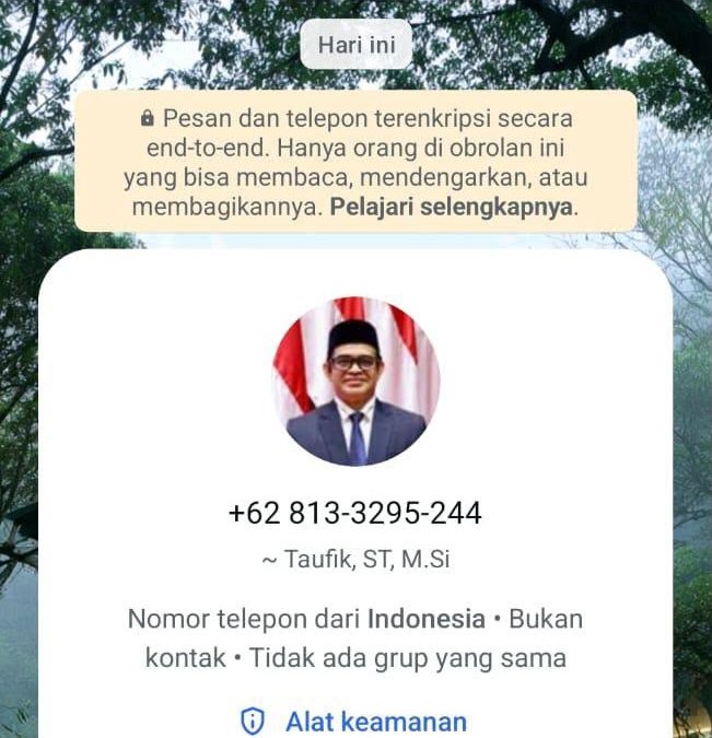 Waspada Nomor WhatsApp Catut Nama Plt Sekda Aceh Taufik